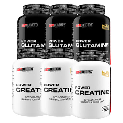 Kit 3x Power Glutamine 100g + 3x Power Creatine 100g - BodyBuilders