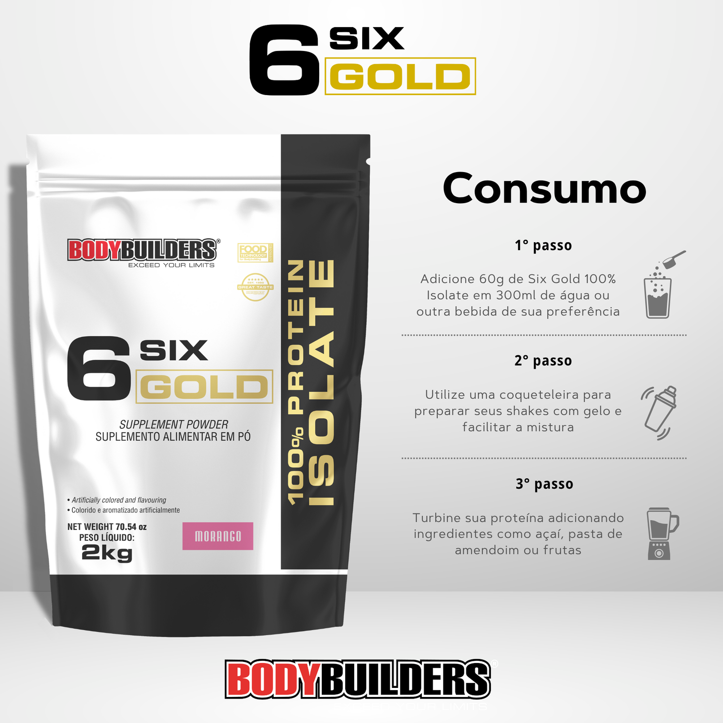 Whey Protein Isolado 6 Six Gold 2kg - Bodybuilders