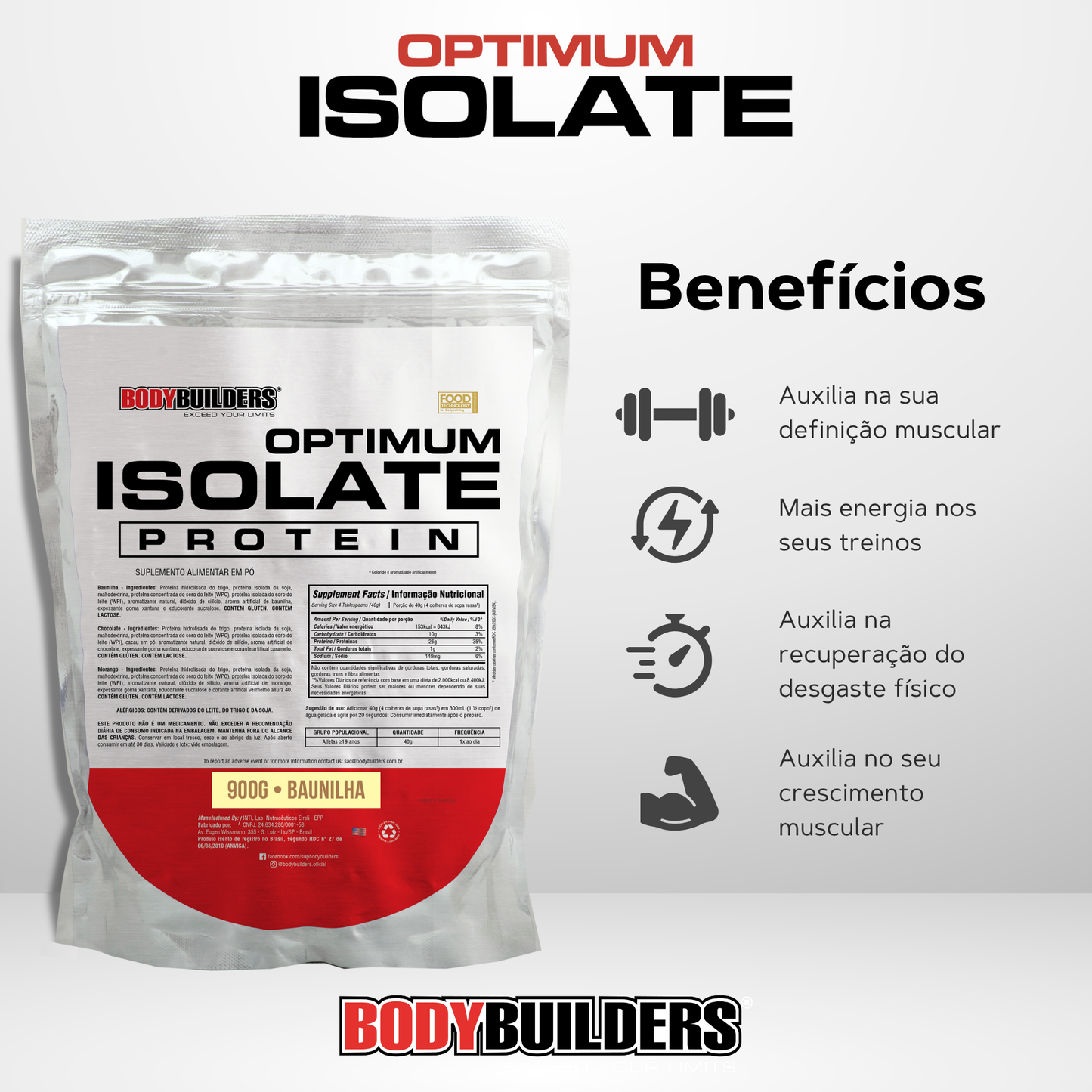 Optimum Isolate Whey Protein 900g - Bodybuilders