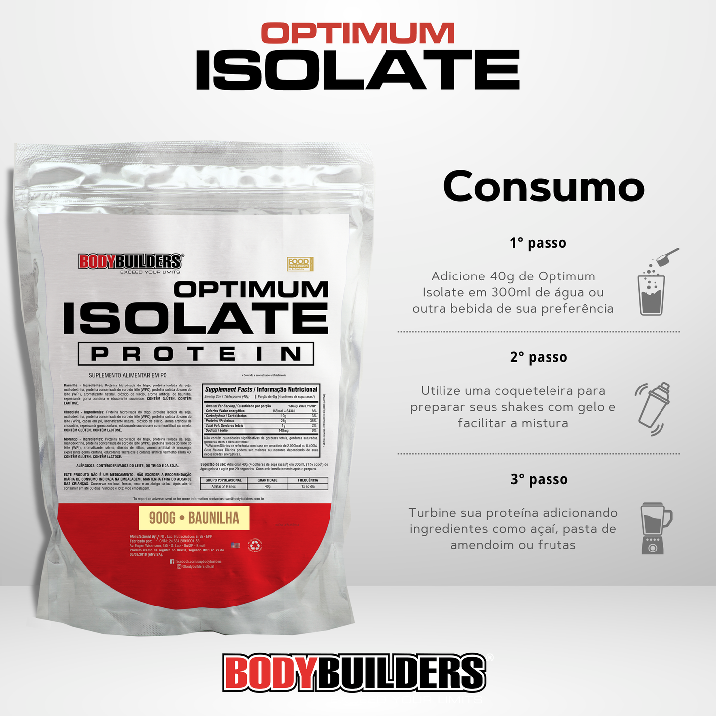 Optimum Isolate Whey Protein 900g - Bodybuilders