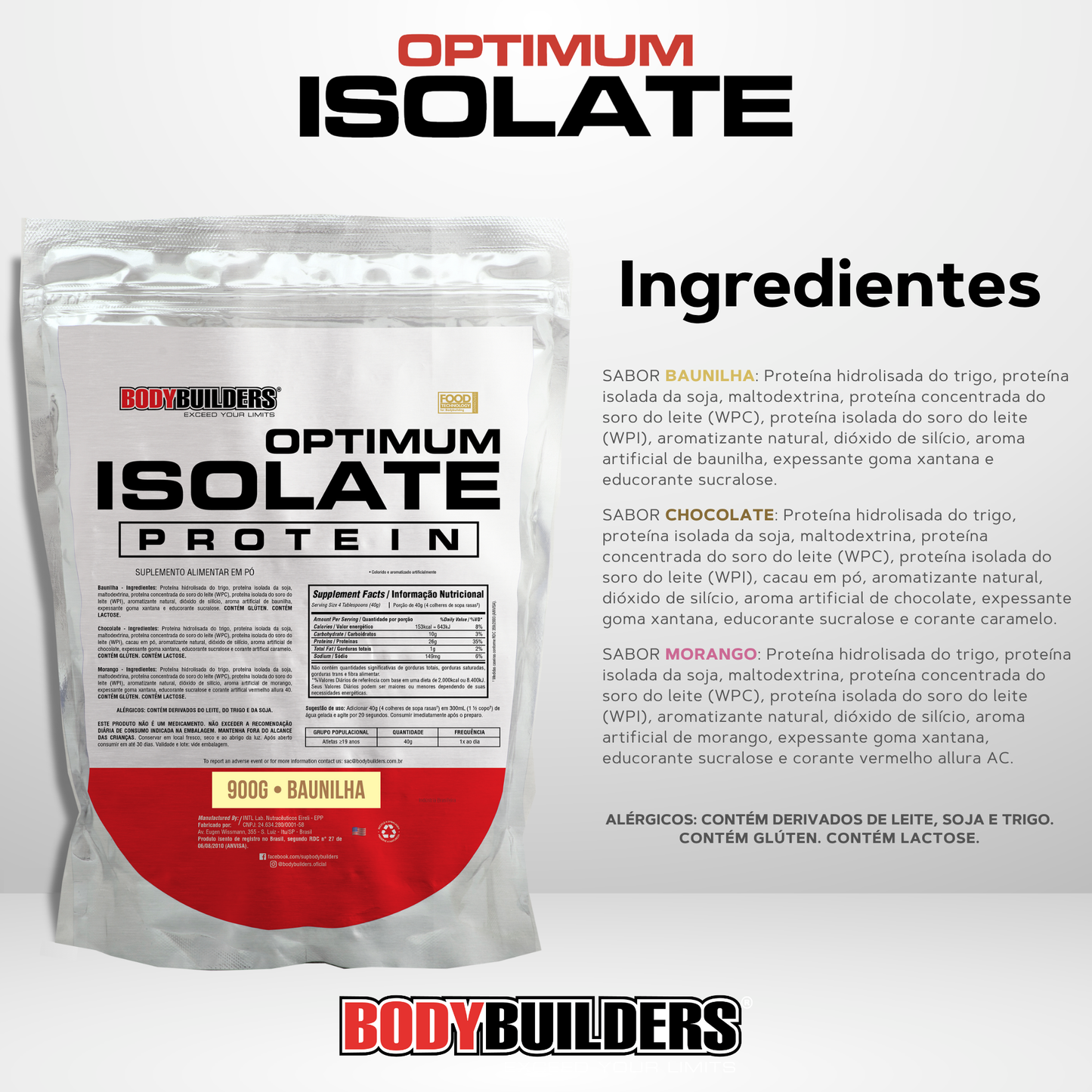 Optimum Isolate Whey Protein 900g - Bodybuilders