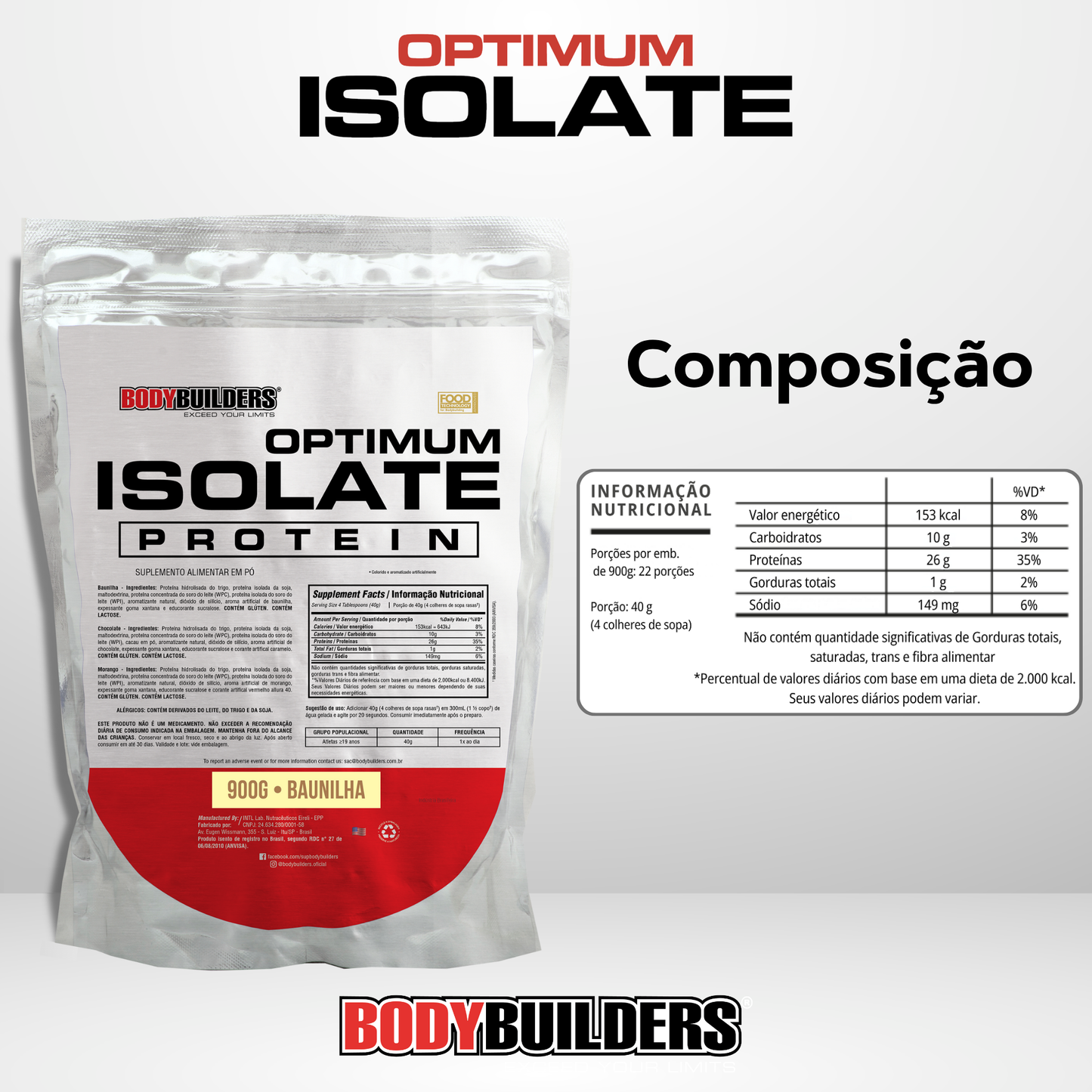 Optimum Isolate Whey Protein 900g - Bodybuilders