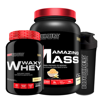 KIT Waxy Whey 900g + Amazing Mass 1.5 kg + Cocktail Maker - Bodybuilders