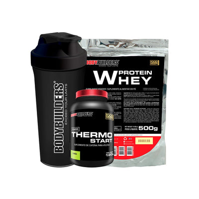 Whey Protein Kit 500g + Thermo Start 120g + Cocktail Maker - Bodybuilders