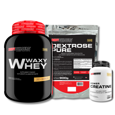 Kit Waxy Whey Protein 2kg + Creatine 100g + Dextrose 900g - Bodybuilders