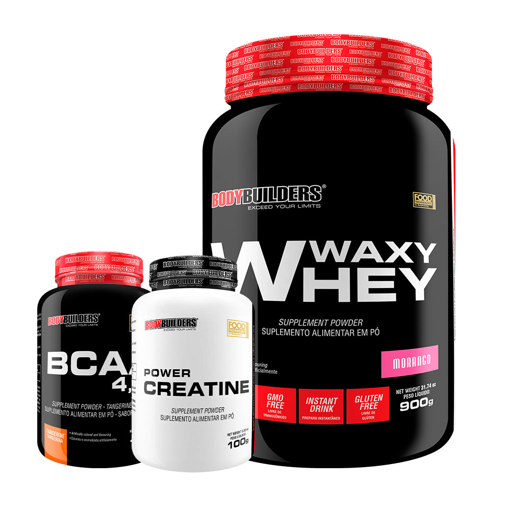 Kit Waxy Whey 900g + BCAA 4,5 100g + Power Creatina 100g – Bodybuilders