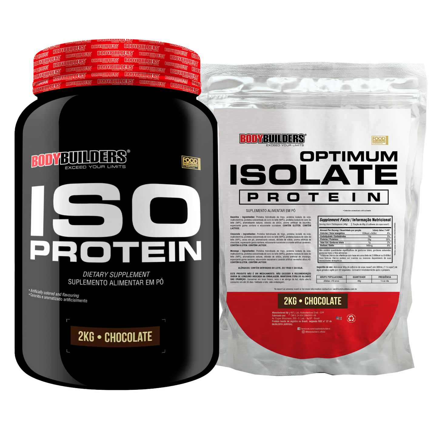 Kit Iso Protein 2kg + Optimum Isolate Refil 2kg - Bodybuilders