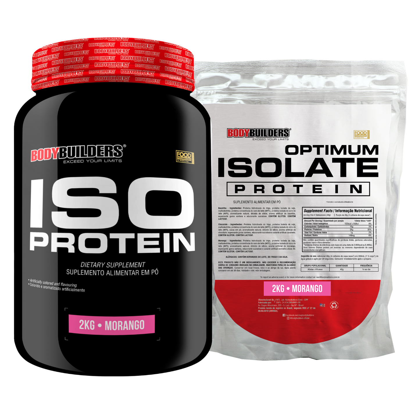 Kit Iso Protein 2kg + Optimum Isolate Refil 2kg - Bodybuilders