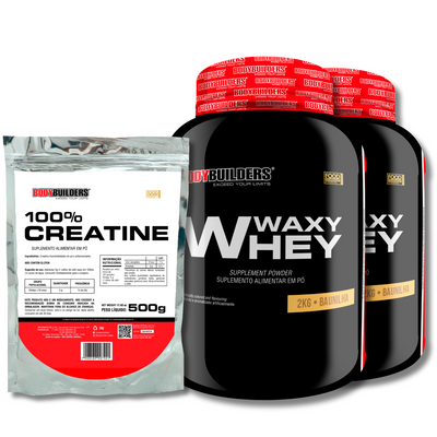 Kit 2x Waxy Whey 2kg + Creatine 100% 500g - Bodybuilders