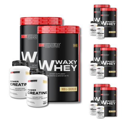 Kit 8x Waxy Whey 900g + 8x Power Creatine 100g - Bodybuilders