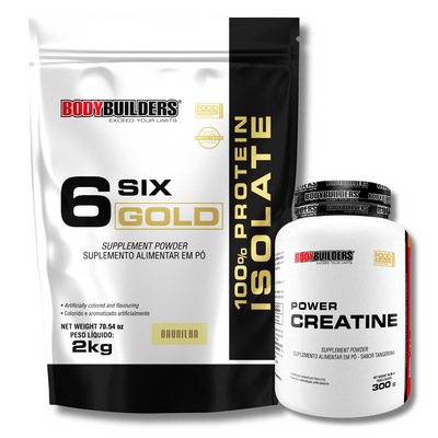Kit Whey Protein 6 Six Gold 2kg + Power Creatina 300g - Bodybuilders