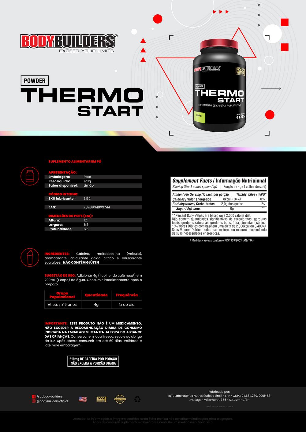 Whey Protein Kit 500g + Thermo Start 120g + Cocktail Maker - Bodybuilders