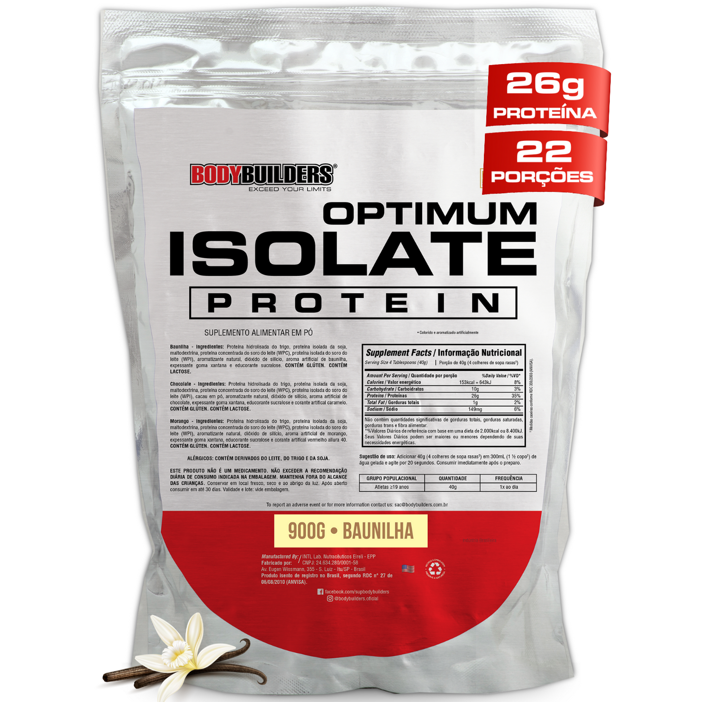 Optimum Isolate Whey Protein 900g - Bodybuilders
