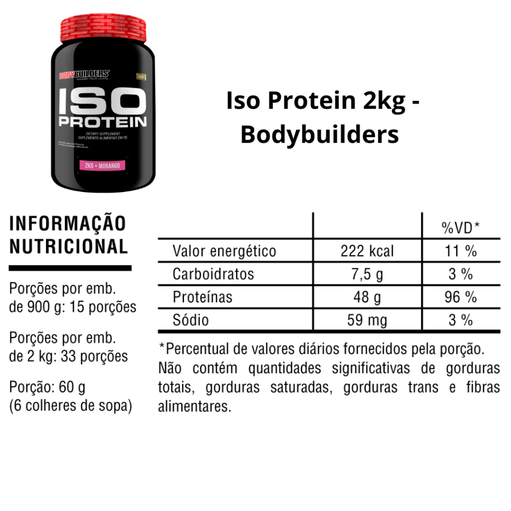 Iso Protein - Proteína Isolada 2KG + Cretina 100% Pura 500g - Bodybuilders