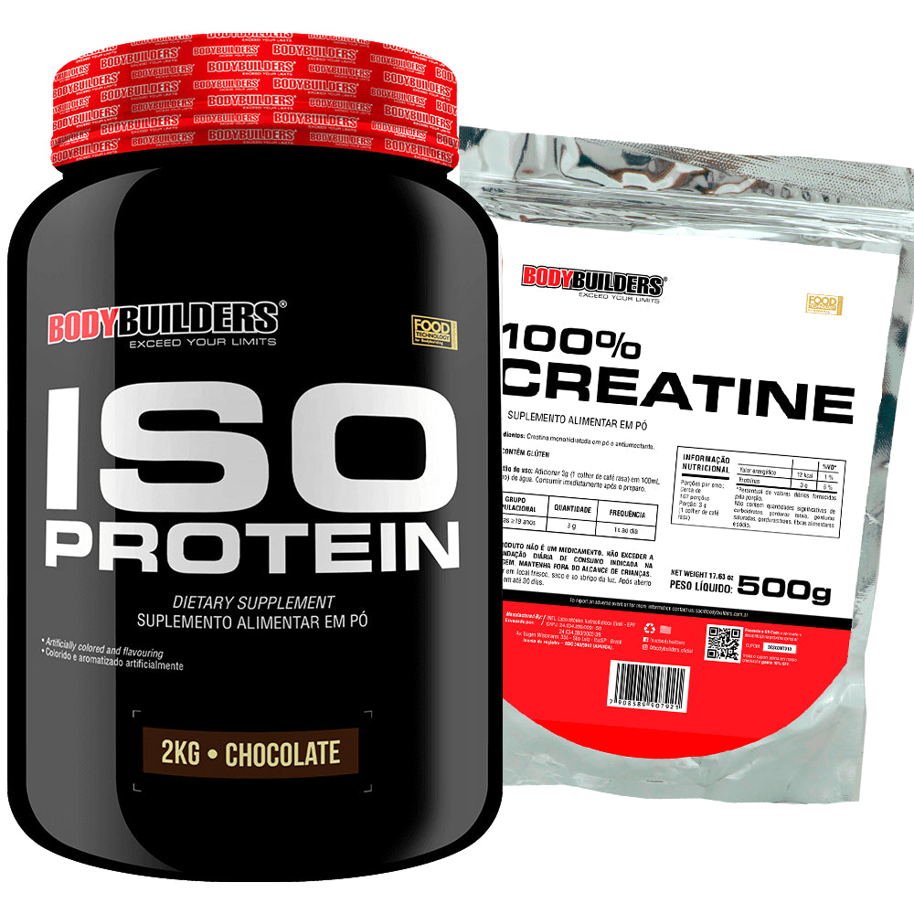 Iso Protein - Proteína Isolada 2KG + Cretina 100% Pura 500g - Bodybuilders