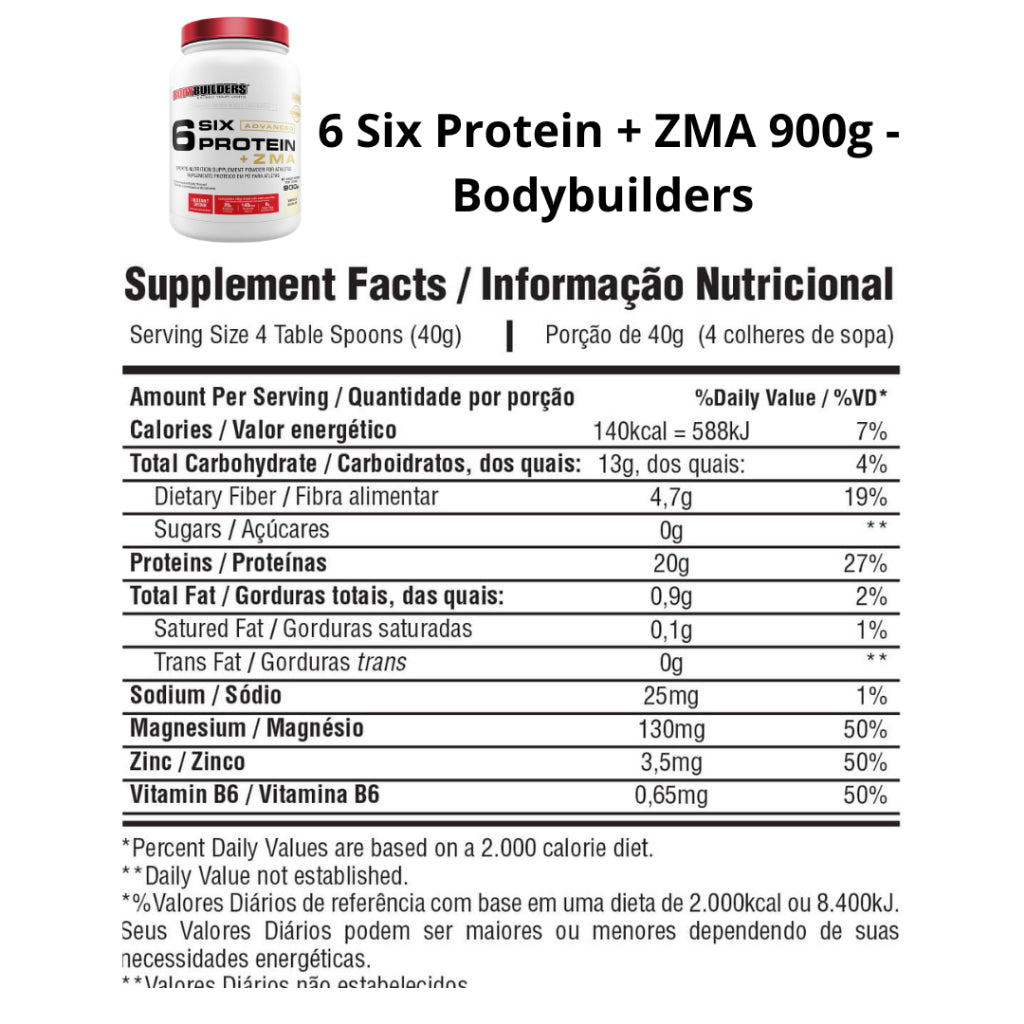 6 SIX PROTEIN ADVANCED WITH ZMA POT 900g - Bodybuilders