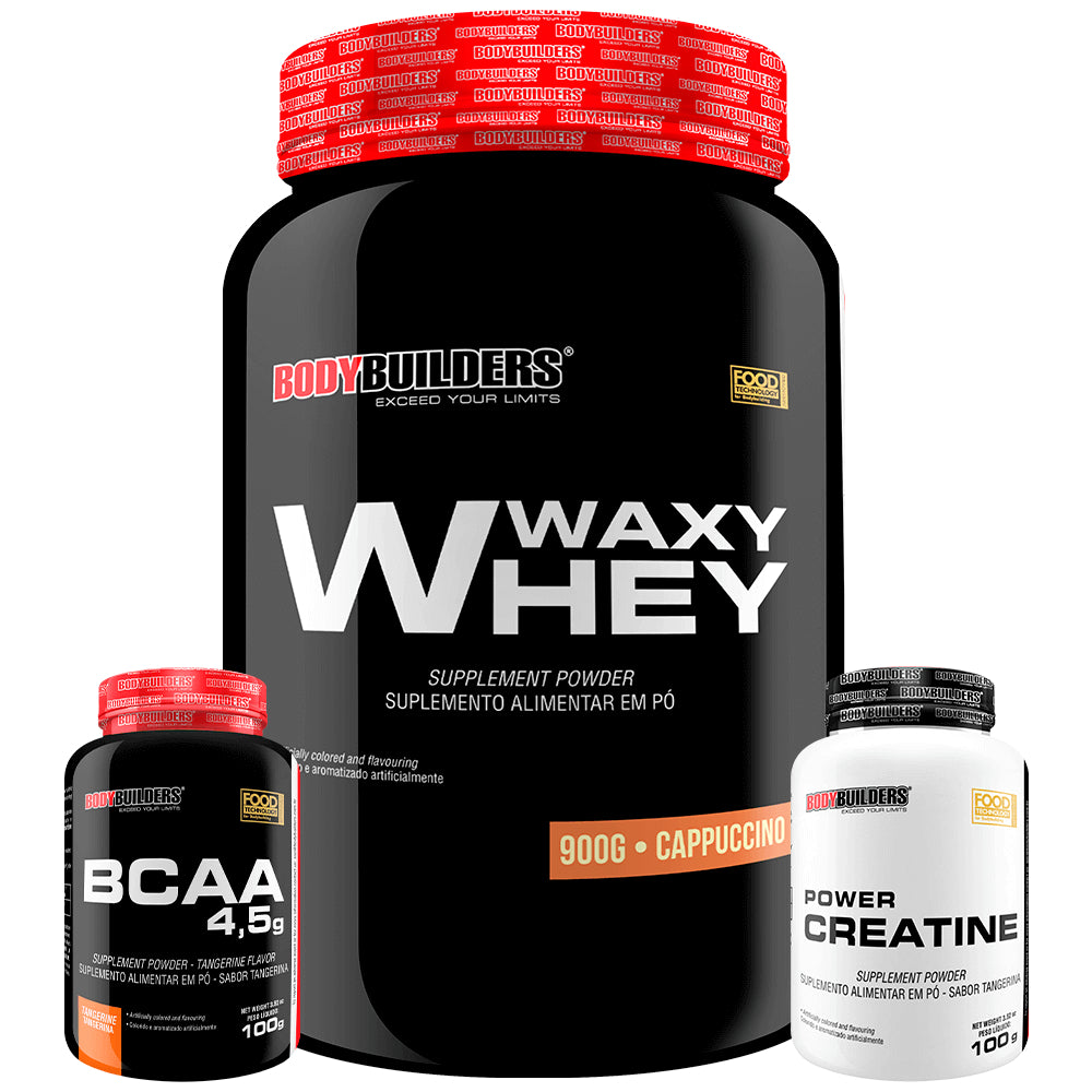 Kit Waxy Whey 900g + BCAA 4,5 100g + Power Creatina 100g – Bodybuilders