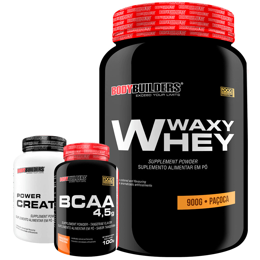 Kit Waxy Whey 900g + BCAA 4.5 100g + Power Creatine 100g – Bodybuilders