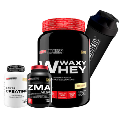 Kit Waxy Whey 900g + ZMADrol 120 Capsules + Power Creatine 100g + Cocktail Shaker – Bodybuilders