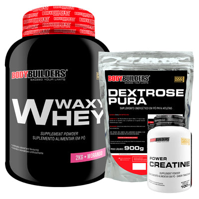 Kit Waxy Whey Protein 2kg + Creatine 100g + Dextrose 900g - Bodybuilders