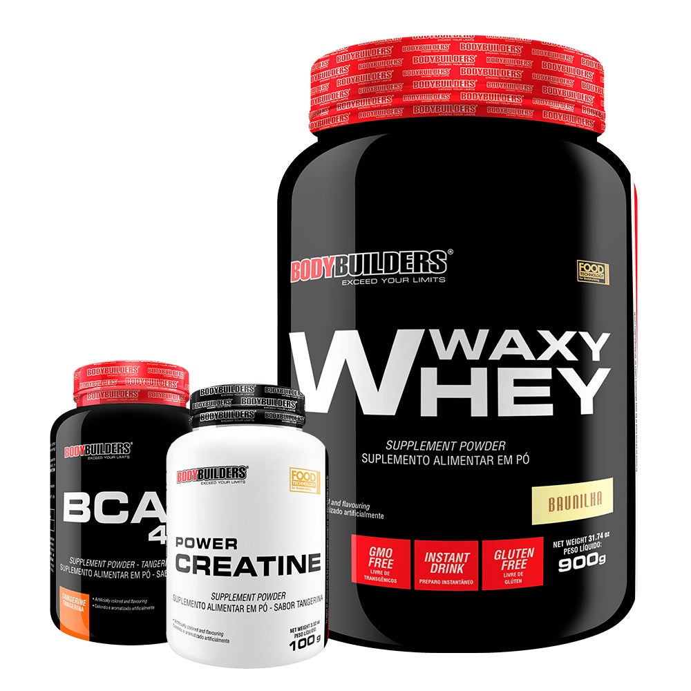 Kit Waxy Whey 900g + BCAA 4.5 100g + Power Creatine 100g – Bodybuilders