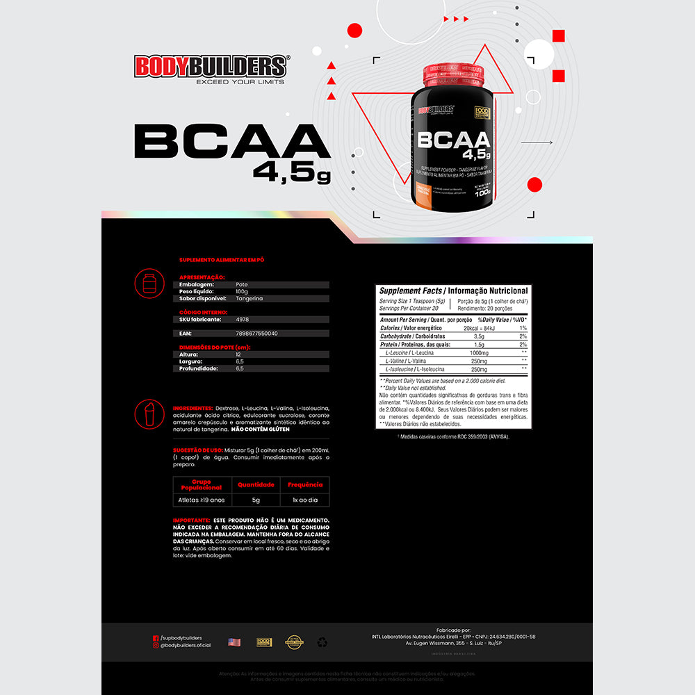 Kit Whey Protein 500g + Glutamine 300g + Power Creatine 100g + BCAA 100g + Cocktail Shaker - Bodybuilders
