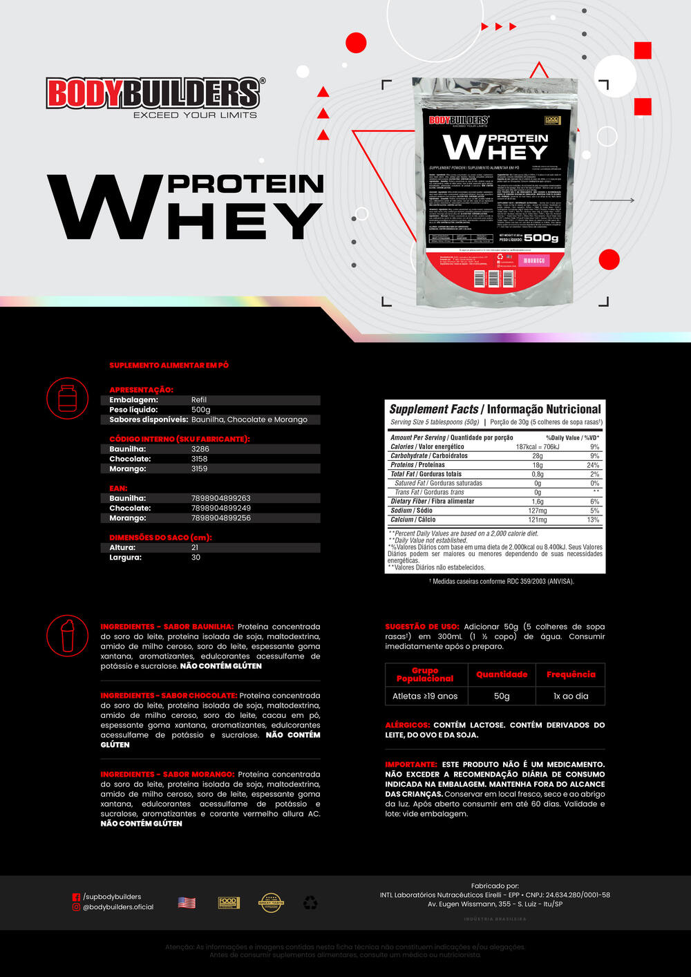 Kit Whey Protein 500g + Thermo Start 120g + Coqueteleira - Bodybuilders