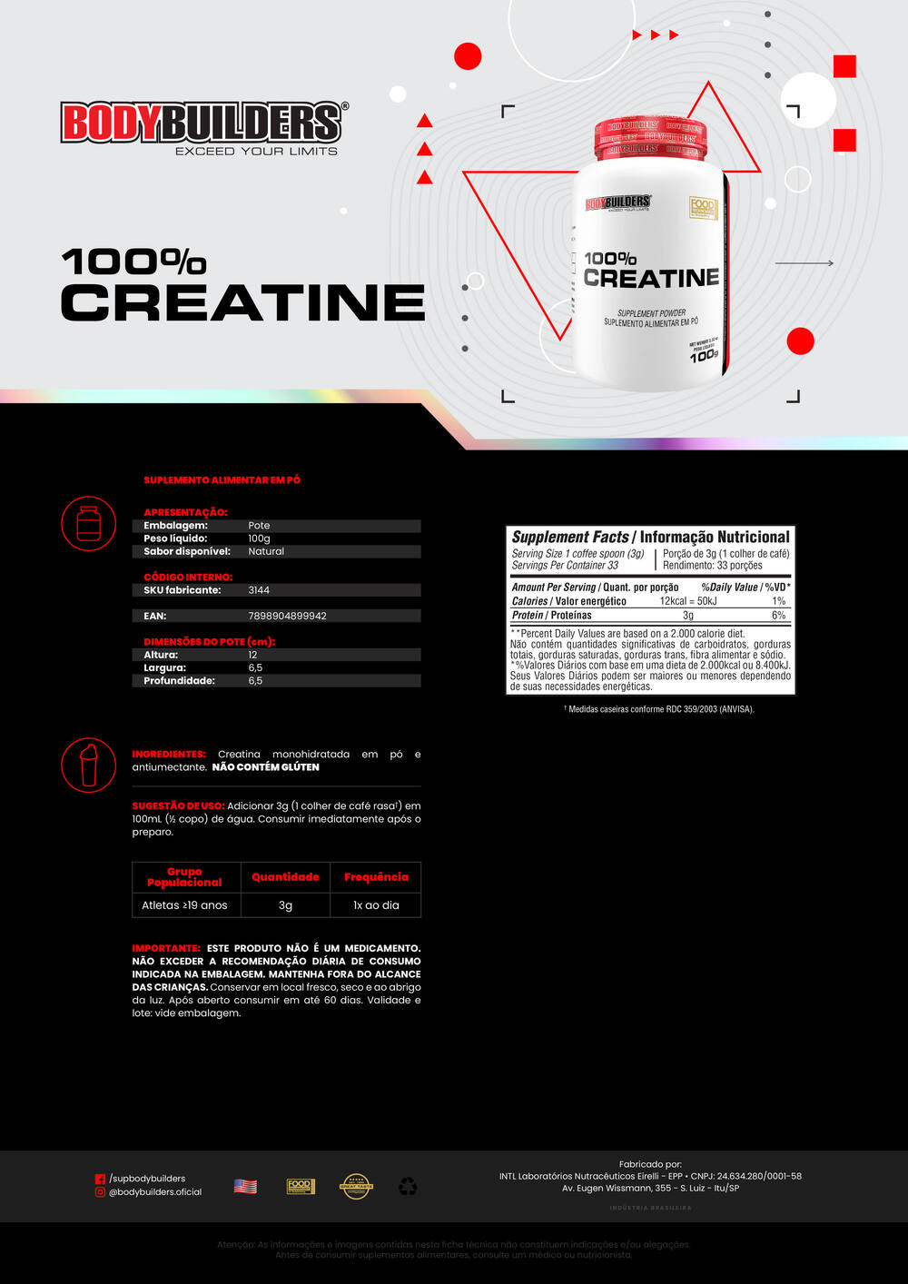 Creatine 100% 100g – Bodybuilders