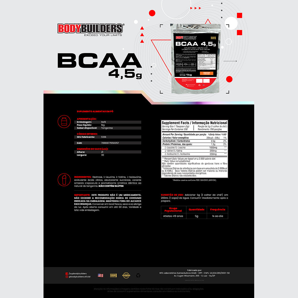 BCAA 4.5g 1kg Tangerine Bodybuilders