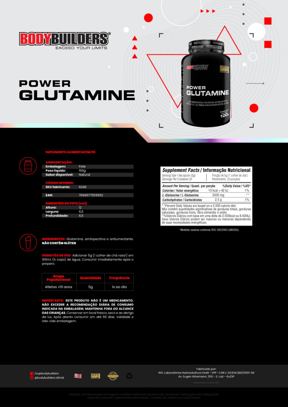 POWER Glutamine 100g - Bodybuilders