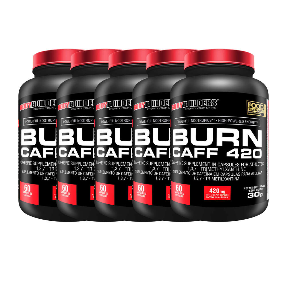 Kit 5x Caféina Burn Caff 420 - 60 Caps - Bodybuilders