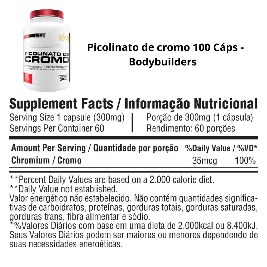 Chromium Picolinate. 100 Capsules – Bodybuilders