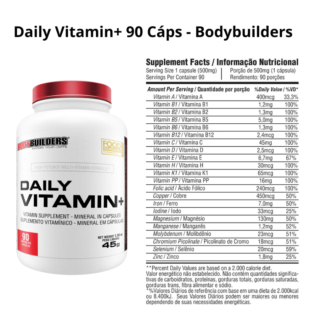 Multivitamin - DAILY VITAMIN - 90 Capsules - Bodybuilders