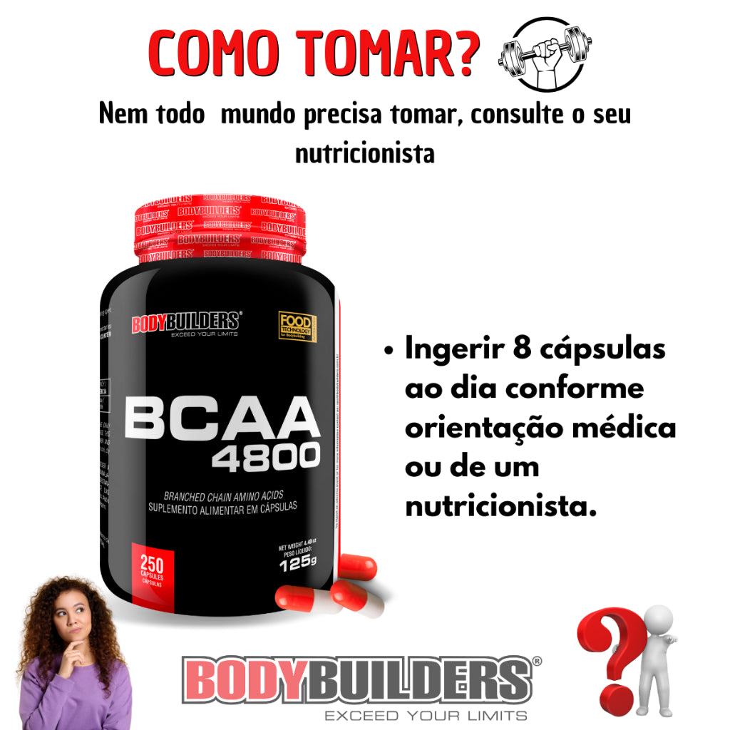 BCAA 4800 250 Caps – Bodybuilders - Supplement for pre-workout and post-workout muscle growth and maintenance